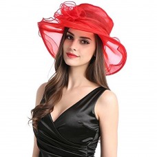 Mujers Kentucky Derby Summer Wide Brim Organza Church Party Hats  Red  One Size 712217365956 eb-34670144